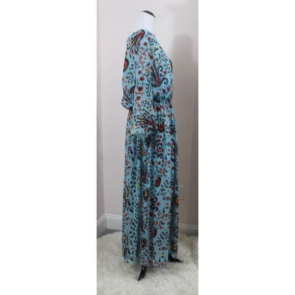 EVA by EVA FRANCO Sz 14 Blue Turquoise Paisley Maxi Boho Dress NWT - Picture 6 of 11